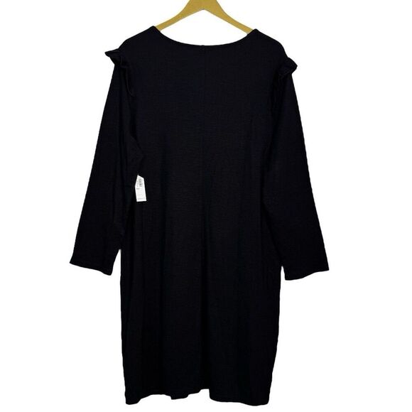 Old Navy Ruffle Long Sleeve Black Shift Dress Size XXL Classic Modest Preppy NWT - Picture 5 of 9
